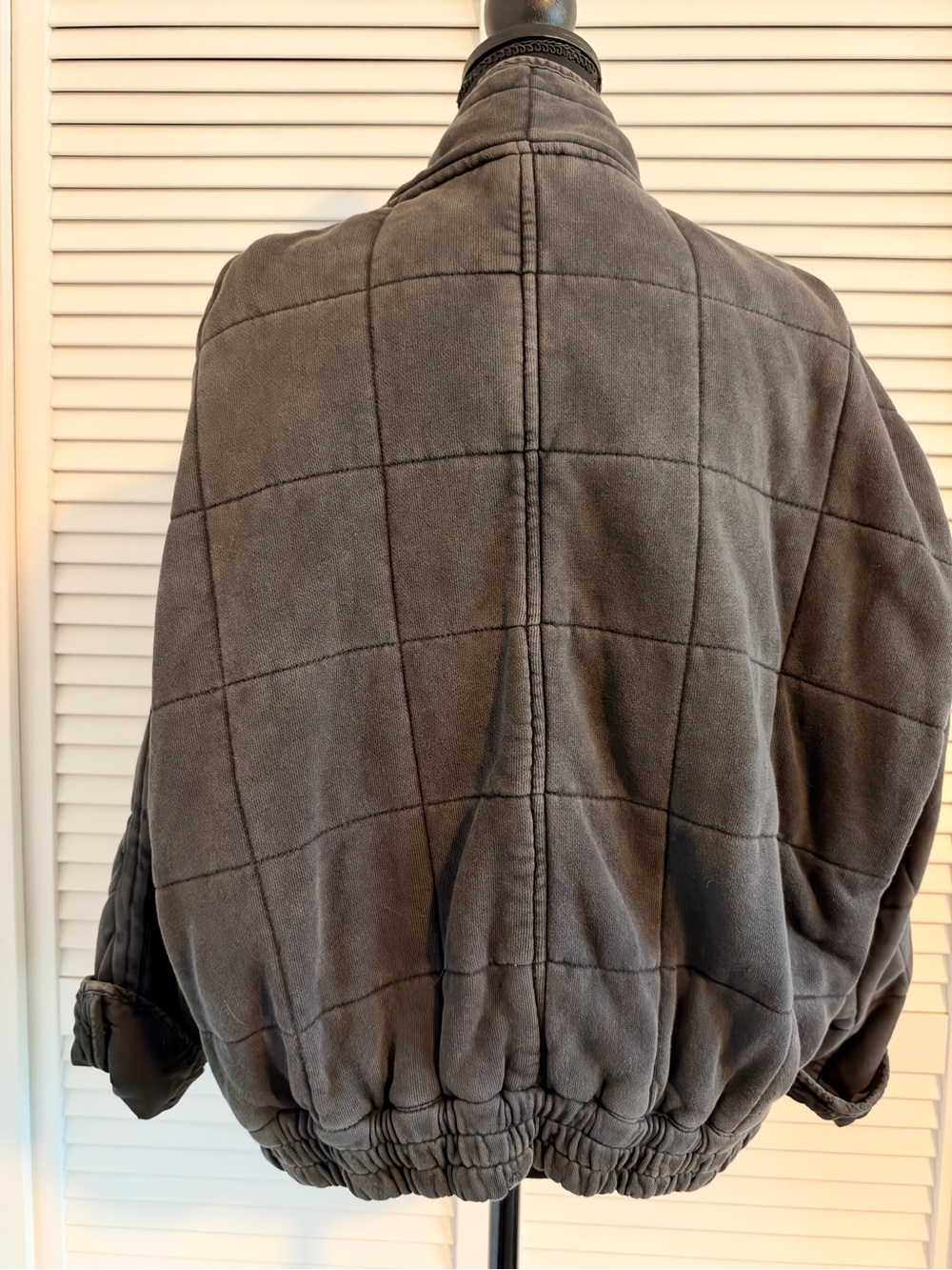 Free People Charcoal Dolman Knit Quilted Boxy Bomber Jacket XS - Picture 5 of 7
